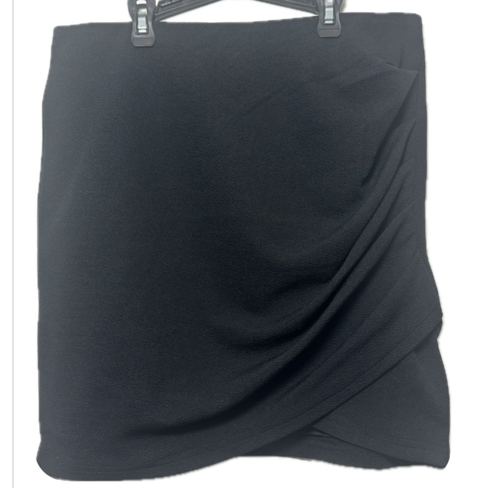 Exlura Black Draped Mini Skirt, Wrap Front, Asymmetrical Pencil‎ Skirt - M, NWT